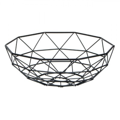 Fructieră Metalică, Model Triunghiuri, Diametru 26cm, &amp;Icirc;nălțime 10cm, Negru foto