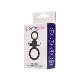 Inel vibrator pentru penis LovingJoy - Vibrating Cock and Ball Ring, pentru imbunatatirea performantelor sexuale si stimularea clitorisului, din silic