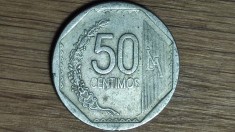 Peru - moneda de colectie - 50 centimos 2009 fara braille - design foarte frumos foto