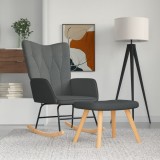 Gossi scaun balansoar cu taburet, gri inchis, textil
