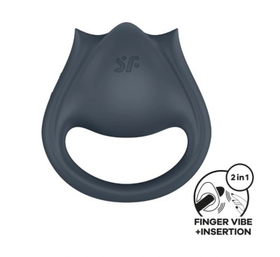 Vibrator Finger Perfect Pair 2, 12 Programe de Vibratii, Silicon, USB, Gri Inchis foto