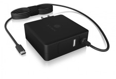 ALIMENTATOR retea 220V Icy Box, universal, 1 x USB-A QC 5V@2.4A, 1 x USB-C PD 90W 20V@4.5A, cablu USB-C 1.8m, negru, &quot;IB-PS101-PD&quot; (timbru verde 0.18