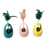 Set 3 jucarii pentru pisici cu pana si catnip, diverse culori