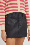 Levi&#039;s fusta jeans culoarea negru, mini, evazati