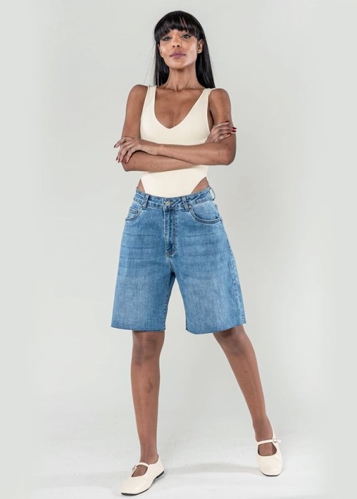 Blugi scurti basic P619-5 M7, Albastru