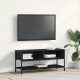 vidaXL Dulap TV, stejar negru, 100x35x45 cm, lemn prelucrat &amp; oțel