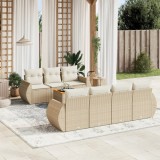 VidaXL Set canapele de grădină, 8 piese, cu perne, bej, poliratan