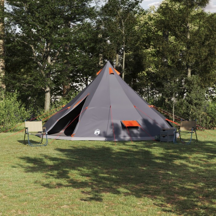vidaXL Cort de familie Tipi Manual Gri, Portocaliu 560 x 560 x 300 cm