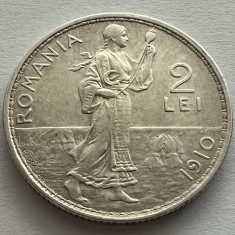 2 Lei 1910 Hamburg, Argint, Carol I, Romania, detalii frumoase