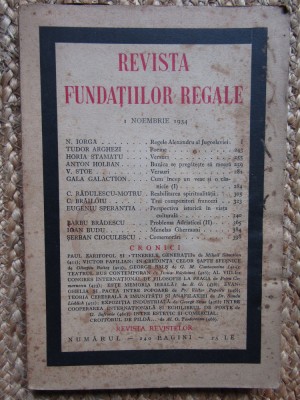 Revista Fundatiilor Regale - 1 NOEMBRIE 1934 foto