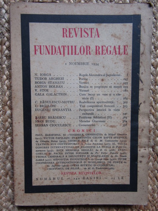 Revista Fundatiilor Regale - 1 NOEMBRIE 1934