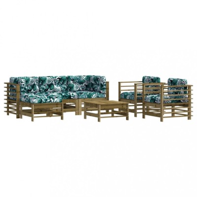 Set mobilier de gradina cu perne, 7 piese, lemn de pin tratat foto