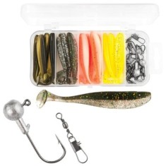 Set shad 6 cm + jig + varteje &amp; agrafe, 20 buc/set