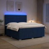 Cumpara ieftin Pat cu arcuri LED si saltea albastru 160 x 200 cm Tesatura