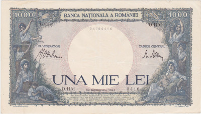 ROMANIA 1000 lei 1941 VF foto