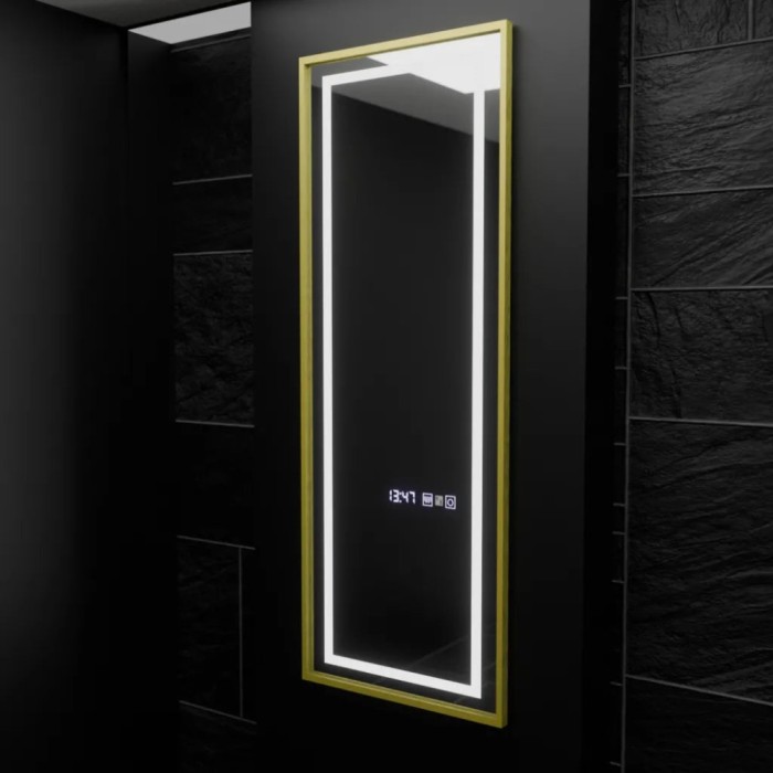 Oglinda LED Rectangulara, 45x140cm, Elena Senzor Radar Marcello, Sistem Dezaburire, Ceas &amp; Termometru, Dimabila, Dressing Couture ModernLight Concept