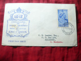 FDC Swaziland Colonie Britanica1948 Nunta de Argint , cu val. 1 1/2 d