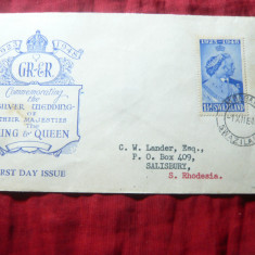 FDC Swaziland Colonie Britanica1948 Nunta de Argint , cu val. 1 1/2 d
