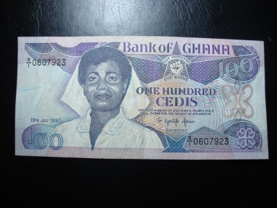 GHANA 100 CEDIS 1990 VF foto