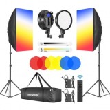 Cumpara ieftin Kit de iluminare Softbox 2x Panou + 6 filtre de culoare Neewer