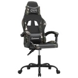Cumpara ieftin Scaun de gaming pivotant, negru si camuflaj, piele ecologica