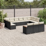 Gossi set mobilier de gradina cu perne, 13 piese, negru, poliratan