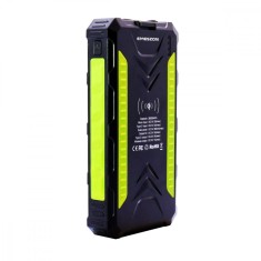 Power bank Baterie externa solara A+, Emeszon&reg;, 36000 mAh, Type C USB 3A, incarcare wireless, IP66, LED, Quick Charge 3.0, negru-verde