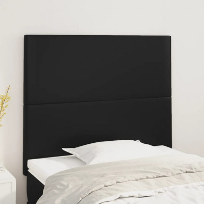 vidaXL Tăblii de pat, 2 buc, negru, 90x5x78/88 cm, piele ecologică foto