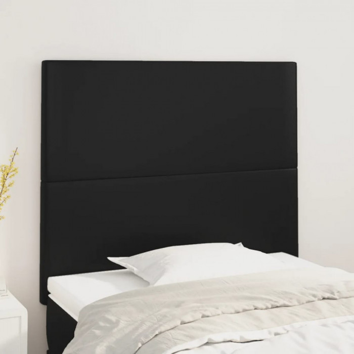 vidaXL Tăblii de pat, 2 buc, negru, 90x5x78/88 cm, piele ecologică