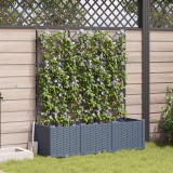 VidaXL Ghiveci de Grădină cu Trellis 3 pcs Gri Deschis 120x40x143 cm