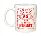 Cana alba personalizata, Editie Limitata 50 ani, INOVATIX&reg;. 330 ml