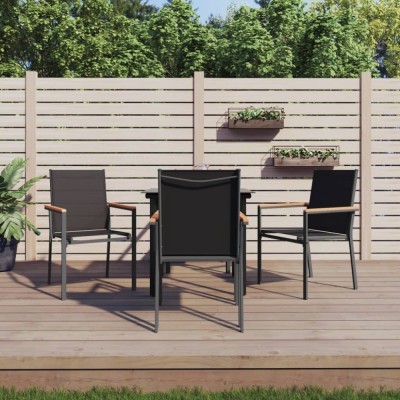 vidaXL Set mobilier de grădină, 5 piese, negru, textilenă și oțel foto
