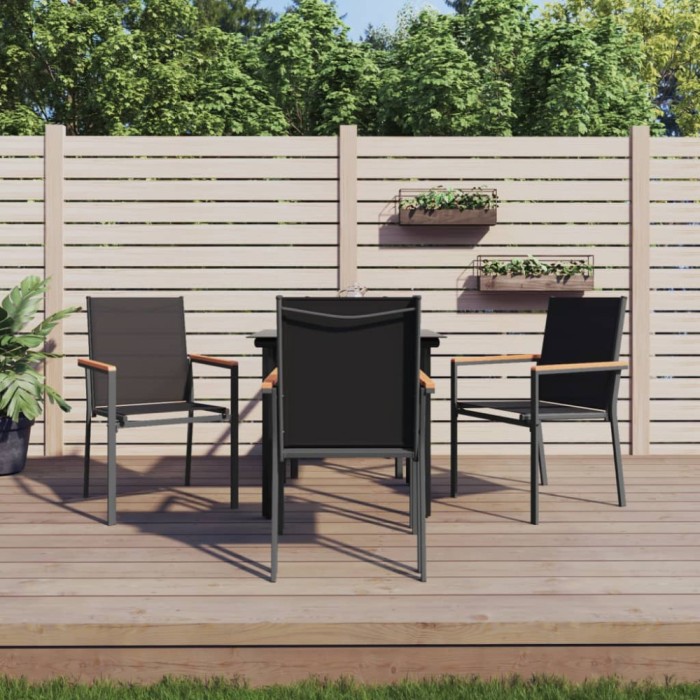 vidaXL Set mobilier de grădină, 5 piese, negru, textilenă și oțel