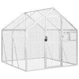 Voliera de pasari, argintiu, 1,79x2x1,85 m, aluminiu