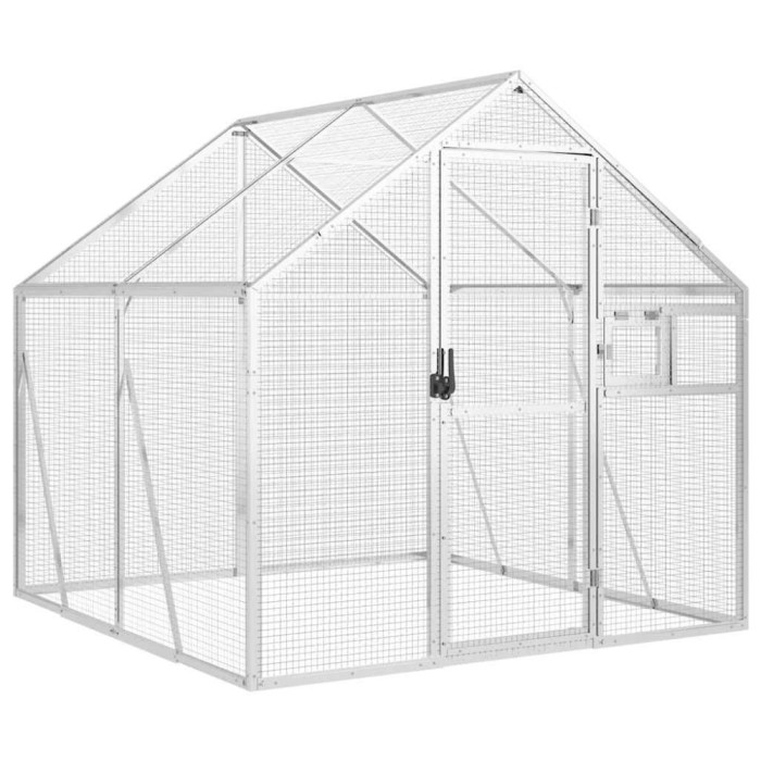 Voliera de pasari, argintiu, 1,79x2x1,85 m, aluminiu
