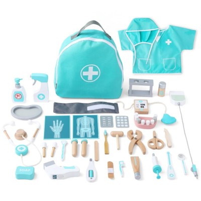 Set de joaca trusa completa de doctor din lemn 36 piese UMU Toys foto