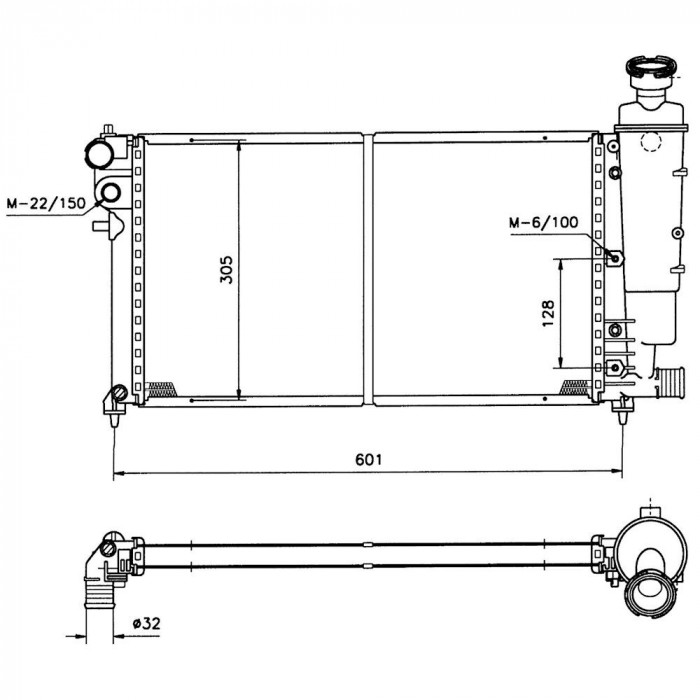 Radiator racire Peugeot 106 S16 1,6 87kw Cu/Fara Ac; Si Modelul 106 Rallye 1,3 74kw U/Fara Ac Benzina, Manual, 530x320x24, Cu lipire fagure mecanica