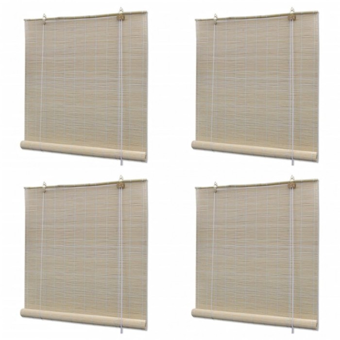 Jaluzele din bambus natural tip rulou, 4 buc., 120 x 160 cm
