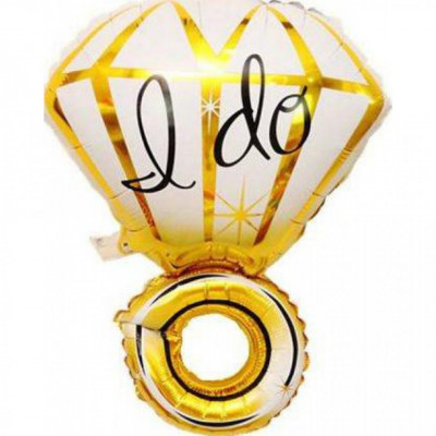 Balon din folie inel auriu cu diamant 70x50 cm foto