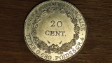 Indochina franceza - moneda coloniala argint - 20 centimes 1937 AU/UNC - senzationala !