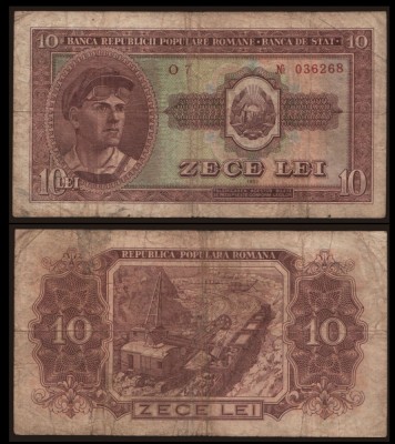 Bancnota -10 lei 1952 -Serie Rosie foto