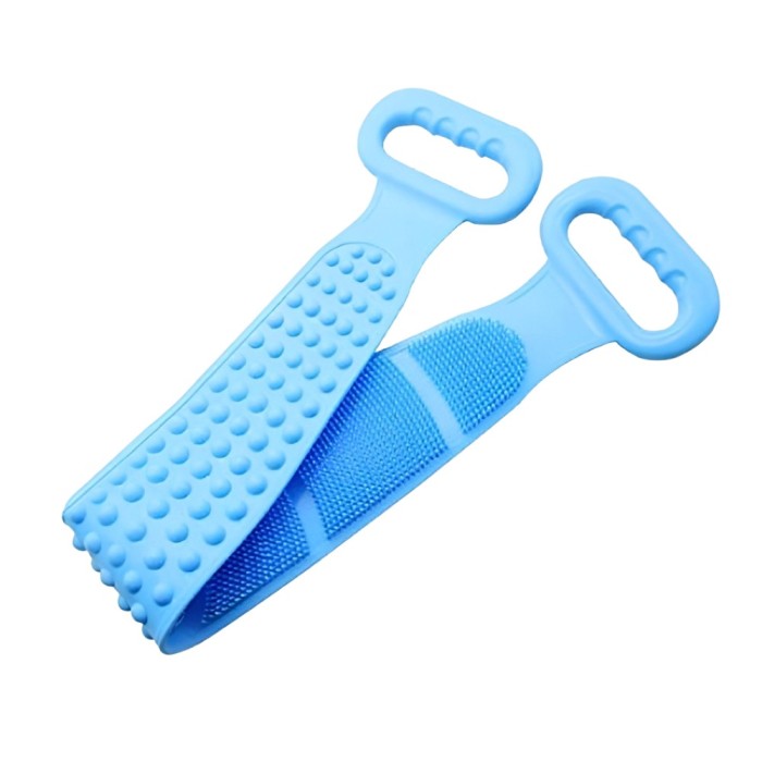 Perie tip banda din silicon pentru spalat pe spate, culoare albastru deschis