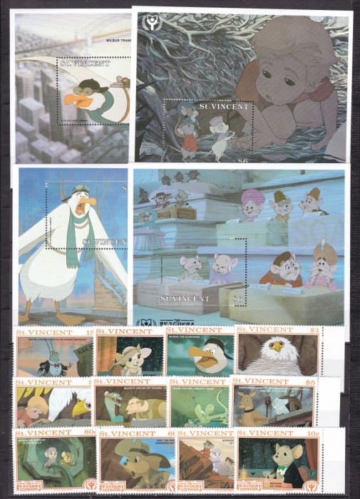St. Vincent 1991 Disney MI 1845-1856 + 4 bl.189-192 MNH