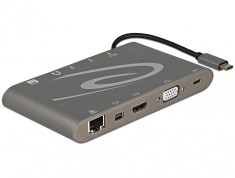 Docking station USB 3.1 tip C 4K (Gigabit, Mini DP, HDMI, VGA, USB 3.0, jack audio, micro SD/SD slot), Delock 87297