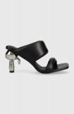 Karl Lagerfeld slapi de piele IKON HEEL femei, culoarea negru, cu toc drept, KL39005