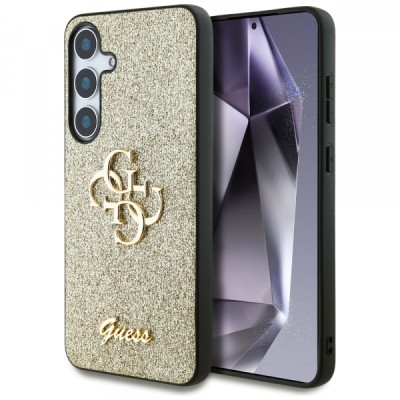 Husa pentru Samsung Galaxy S25+ S936, Guess, Glitter Big 4G Script, Aurie foto