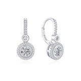Cumpara ieftin Cercei Argint 925 Placat Rodiu, Rotund Halo Zirconiu, Inchidere Leverback - atcom