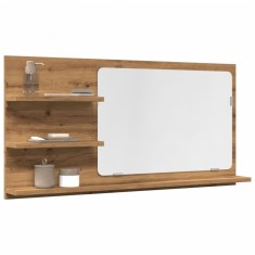 Gossi dulap baie cu oglinda stejar artizanal 90x11x45 cm, lemn