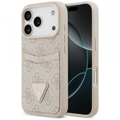 Husa pentru Apple iPhone 17 Pro, Guess, 4G Double Card Triangle, Roz foto
