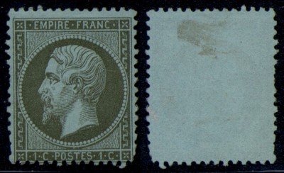 France 1862 Napoleon III 1C Mi.18c dark olive MNG AM.439 foto